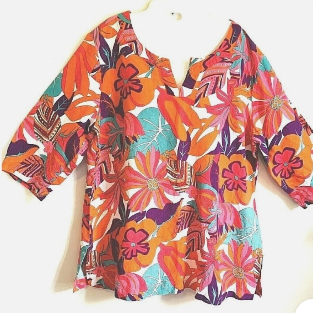 Ashley Stewart Multicolor Floral Blouse
